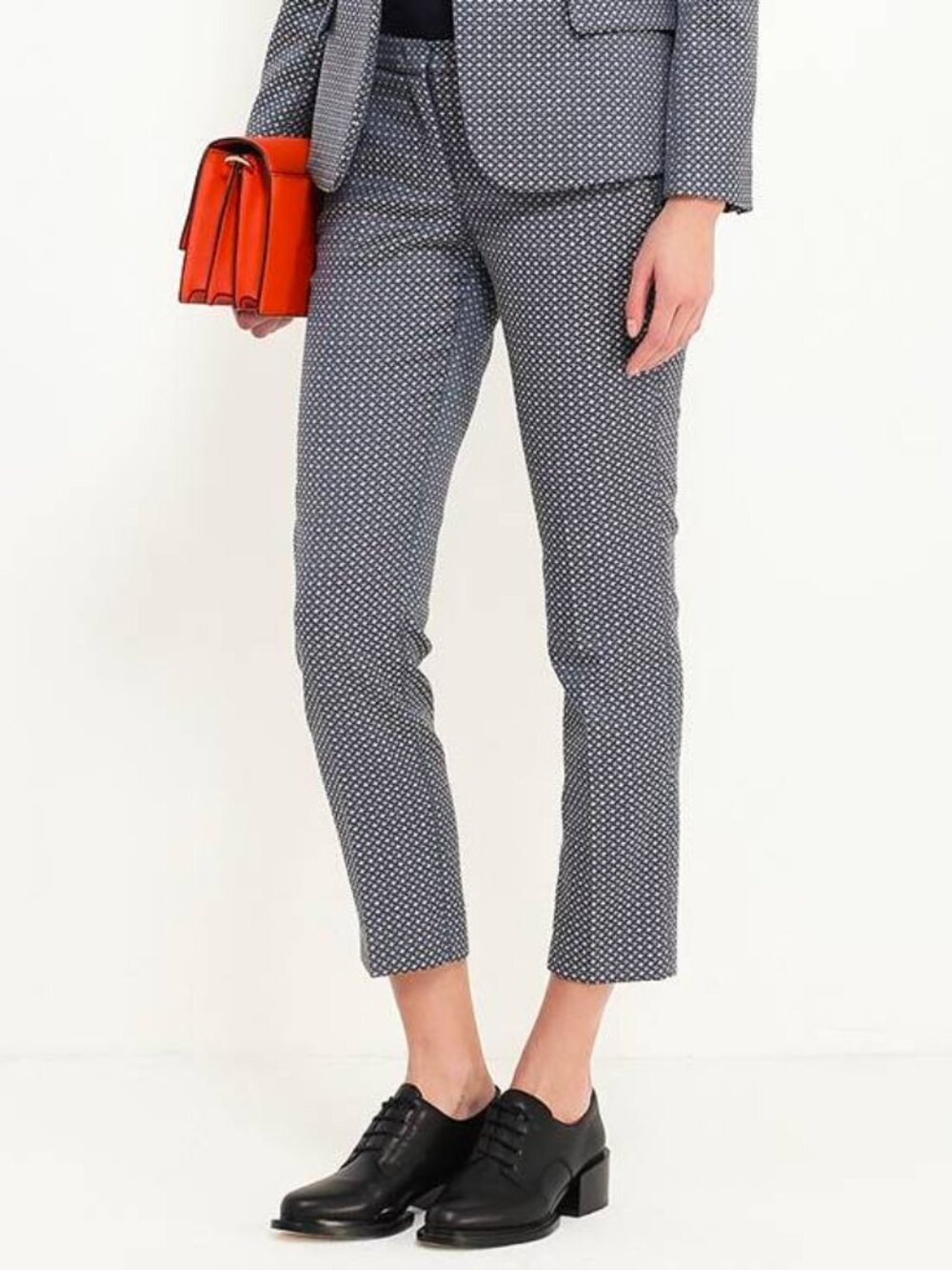 Weekend Max Mara Blue Geometric-Jacquard Slim Cigarette Trousers